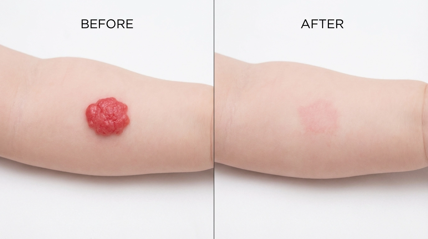 いちご状血管腫の症例 施術前と施術後