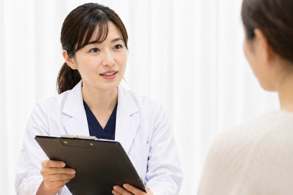 クリニックでカウンセリングを受ける患者と女性医師